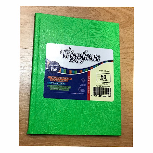 111153 CUADERNO 16X21 TAPA DURA VERDE MANZANA X 50 HOJAS TRIUNFANTE - Imagen 1