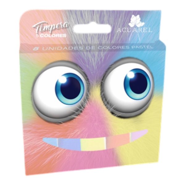 TEMPERA POMO COLORES PASTEL X 6 UNIDADES X 9 GR ACUAREL - Imagen 1