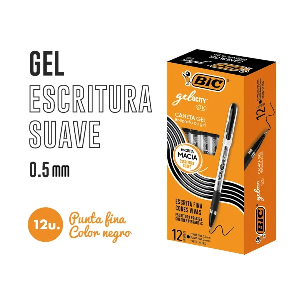 158729 BOLIGRAFO GELOCITY STICK NEGRO BLISTER X UNIDAD BIC - Imagen 1