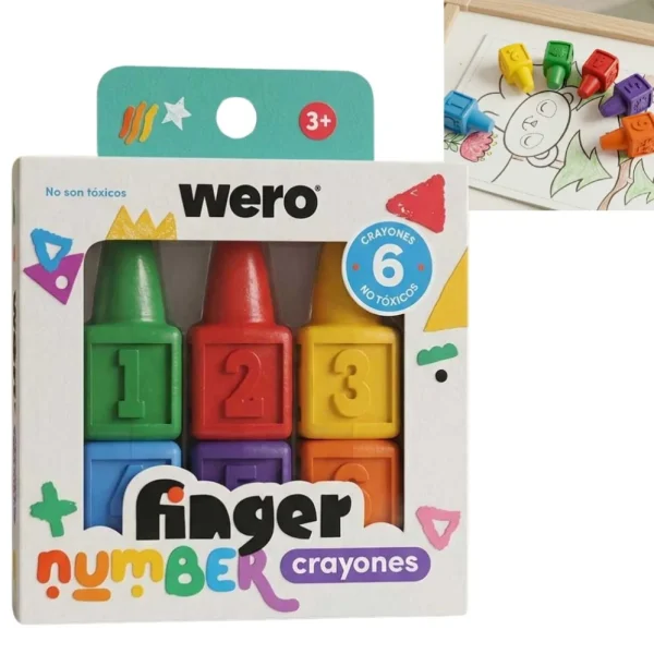 167901 CRAYONES PARA DEDOS DE NUMEROS X 6 UNIDADES WERO - Imagen 1