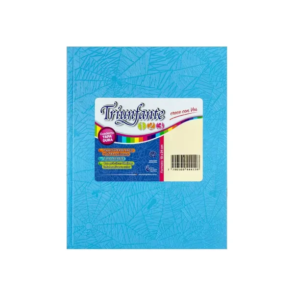 110594 CUADERNO 16X21 TAPA DURA CELESTE X 50 HOJAS RAYADAS TRIUNFANTE - Imagen 1