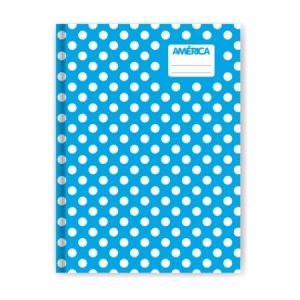 CUADERNO 16X21 TAPA DURA LUNARES CELESTE X 42 HOJAS RAYADAS AMERICA