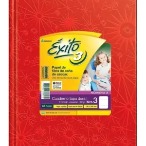 CUADERNO 19X24 TAPA DURA X 48 HOJAS ROJO EXITO