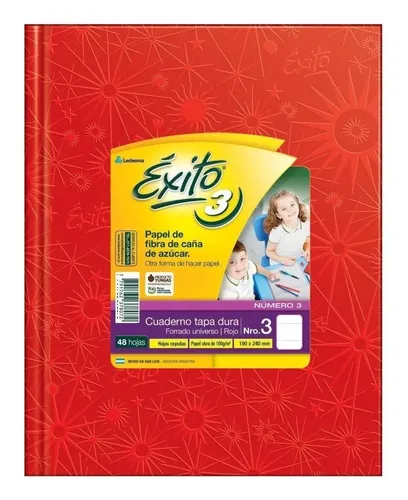 132116 CUADERNO 19X24 TAPA DURA X 48 HOJAS ROJO EXITO - Imagen 1