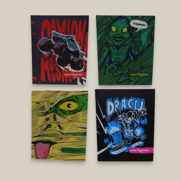 CUADERNO 19X24 TAPA DURA 123 MONSTRUOS X 48 HOJAS RAYADAS TRIUNFANTE - Imagen 1