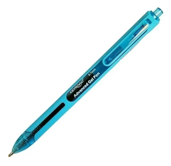 165512 BOLIGRAFO RETRACTIL GEL 0.7 CELESTE X UNIDAD KEYROAD - Imagen 1