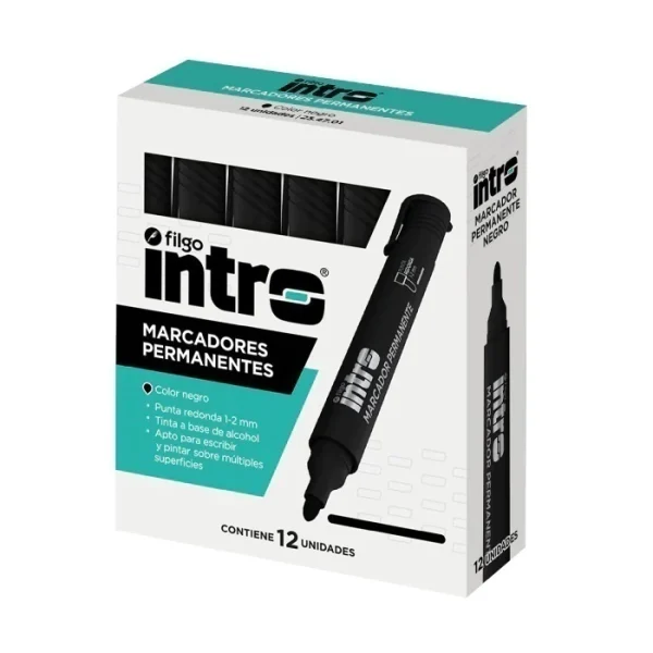 MARCADOR PERMANENTE NEGRO X UNIDAD INTRO - Imagen 1