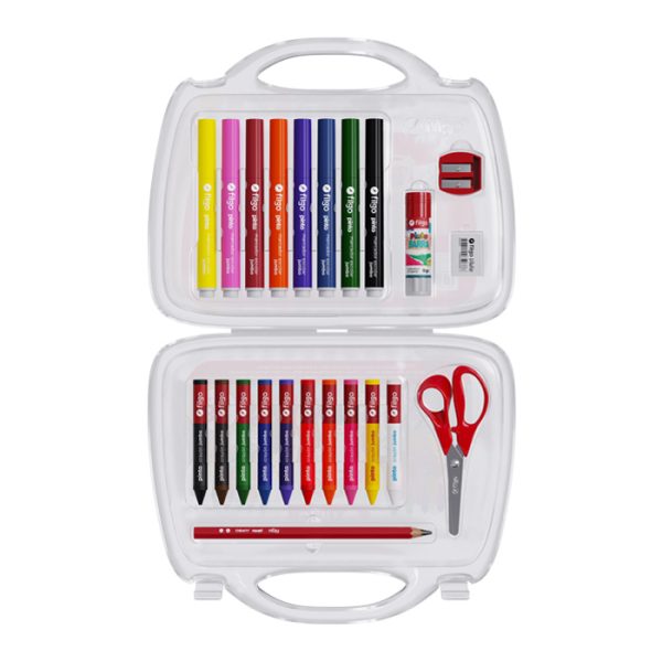 168913-2 VALIJA PINTO PEQUEÑOS ARTISTAS ESTUCHE PLASTICO X 28 SURTIDO JUMBO FILGO - Imagen 1