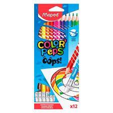 LAPIZ DE COLOR BORRABLE ESTUCHE X 12 CON GOMA   MAPED