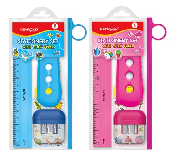 158976 SET SACAPUNTA + REGLA 15CM + GOMA + STICKER KEYROAD - Imagen 1