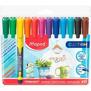 MARCADOR PERMANENTE PUNTA REDONDA 1MM X 12 UNIDADES (MULTISUPERFICIES)   MAPED