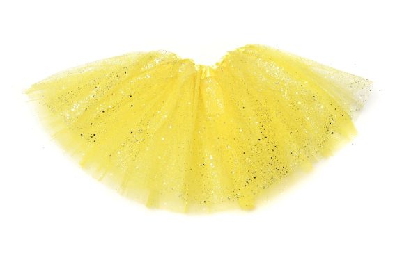 POLLERA TUTU CON GLITTER AMARILLO X UNIDAD M&M PARTY - Imagen 1