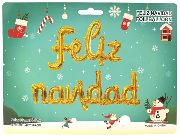 170685 GLOBO FRASE FELIZ NAVIDAD DORADO 45 CM CADENACCI - Imagen 1