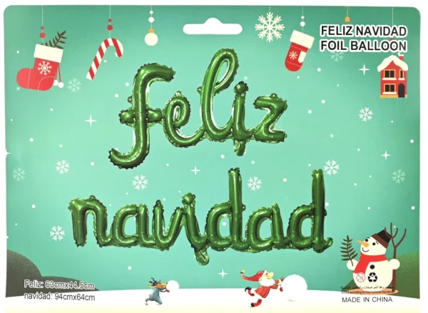 GLOBO FRASE FELIZ NAVIDAD VERDE 45 CM  CADENACCI - Imagen 1