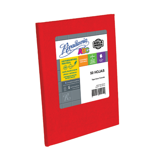 CUADERNO 19X23.5 TAPA DURA ARAÑA ROJO X 50 HOJAS RAYADAS RIVADAVIA