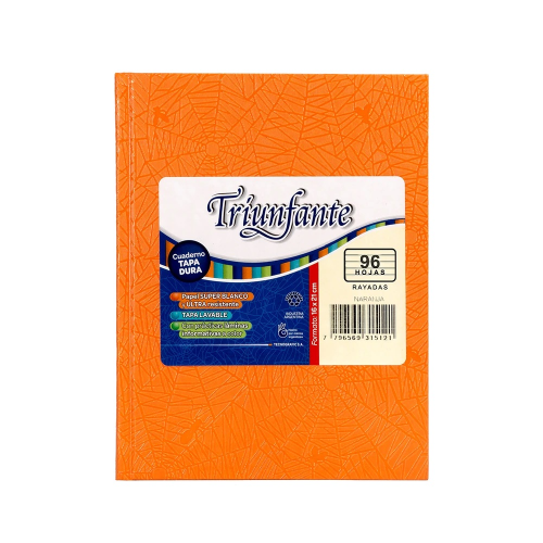 CUADERNO 16X21 TAPA DURA ARAÑA NARANJA X 96 HOJAS TRIUNFANTE