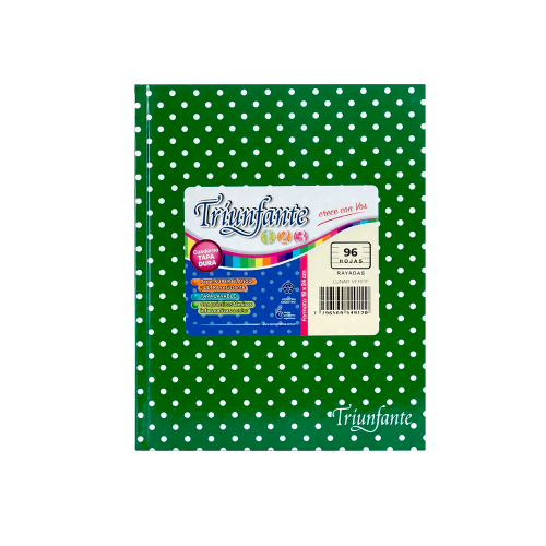 104257 CUADERNO 16X21 TAPA DURA LUNARES VERDE X 96 HOJAS TRIUNFANTE - Imagen 1