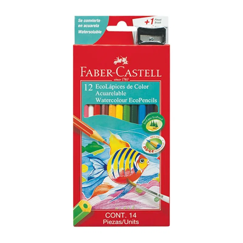 108089 LAPIZ COLOR X 12 UNIDADES LARGOS ACUARELABLES CON SACAP FABER - Imagen 1