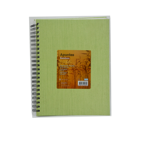 CUADERNO 29.7 CON ESPIRAL BAMBOO X 100 HOJAS CUADRICULADAS APUNTES