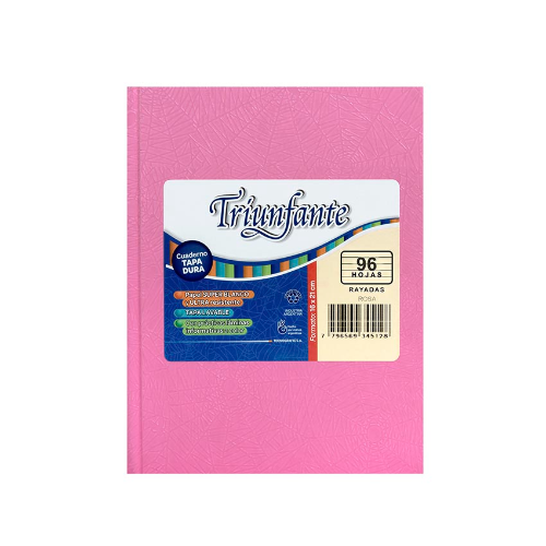 110702 CUADERNO 16X21 TAPA DURA ARAÑA ROSA X 96 HOJAS TRIUNFANTE - Imagen 1
