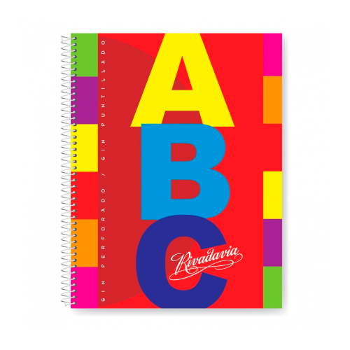 CUADERNO 21X27 CON ESPIRAL X 60 HOJAS RAYADAS ABC RIVADAVIA