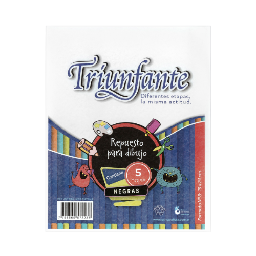 REPUESTO DIBUJO N°3 NEGRO X 5 HOJAS TRIUNFANTE