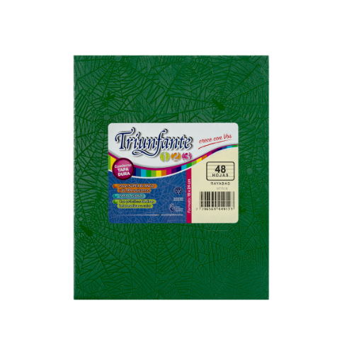 112316 CUADERNO 19X24 TAPA DURA VERDE 123 X 50 HOJAS TRIUNFANTE - Imagen 1