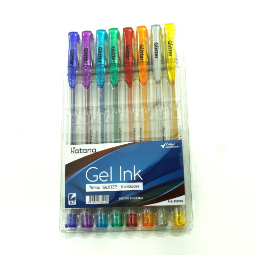 113059 BOLIGRAFO GEL BRILLO BLISTER X 8 UNIDADES - Imagen 1