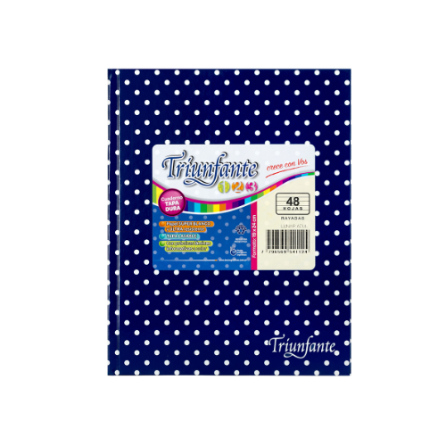 113530 CUADERNO 19X24 TAPA DURA LUNARES AZUL 123 X 50 HOJAS TRIUNFANTE - Imagen 1