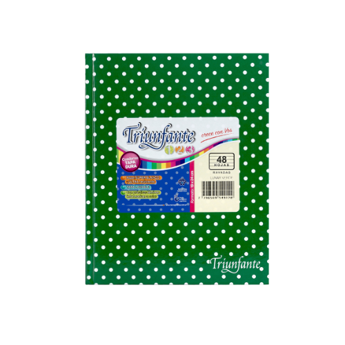 CUADERNO 19X24 TAPA DURA LUNARES VERDE 123 X 50 HOJAS TRIUNFANTE