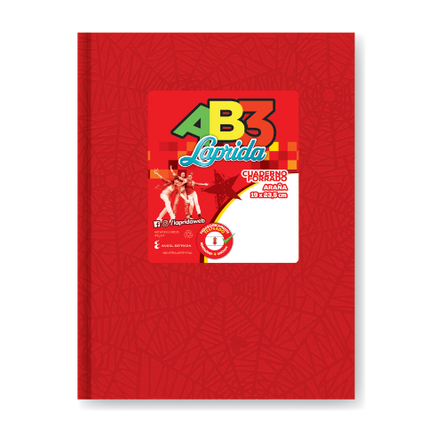 CUADERNO 19X23.5 TAPA DURA ARAÑA ROJO X 50 HOJAS RAYADAS AB3 LAPRIDA