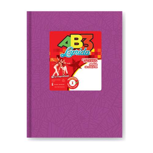 114417 CUADERNO 19X23.5 TAPA DURA ARAÑA LILA X 50 HOJAS RAYADAS AB3 LAPRIDA - Imagen 1