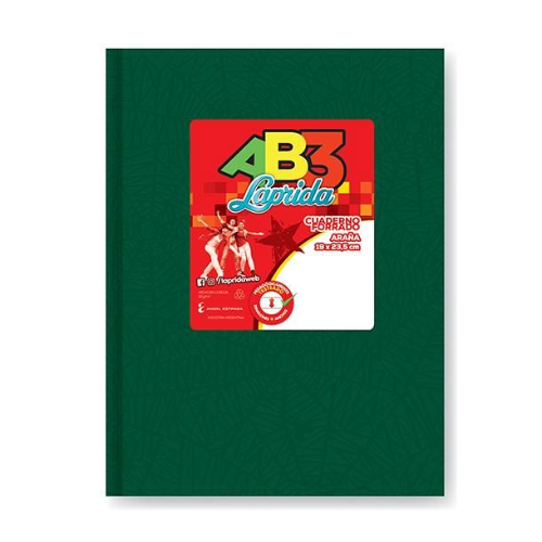 114429 CUADERNO 19X23.5 TAPA DURA ARAÑA VERDE X 50 HOJAS CUADRICULADAS AB3 LAPRIDA - Imagen 1