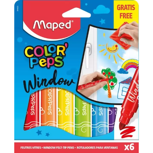 ROTULADORES PARA VIDRIO X 6 UNIDADES + CLOTH ESTU   MAPED