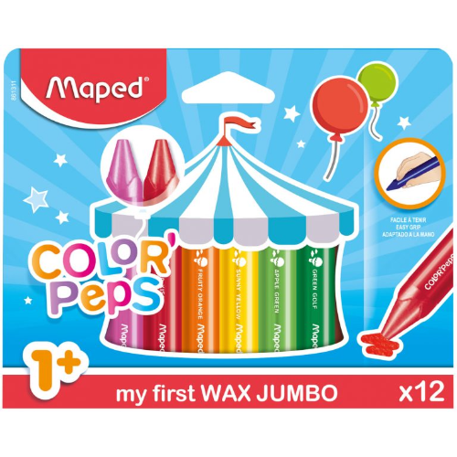 117104 CRAYONES DE CERA COLOR PEPS X 12 UNIDADES MAPED - Imagen 1