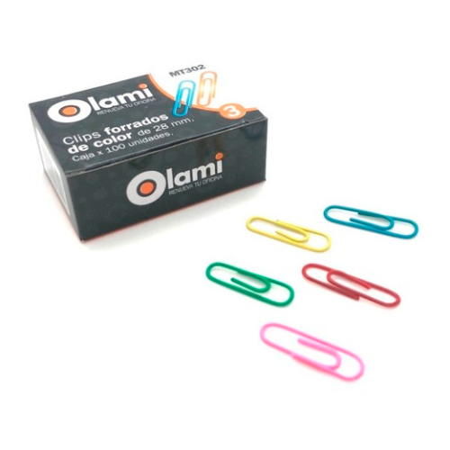 121679 BROCHE CLIP N° 3 COLOR FORRADO 28 MM X 100 UNIDADES OLAMI - Imagen 1