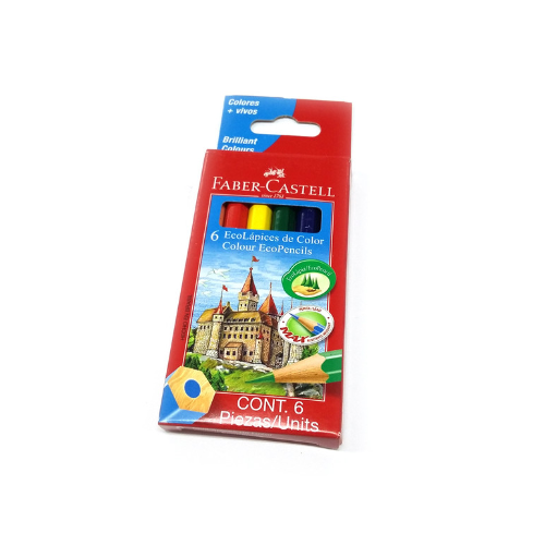 126273 LAPIZ COLOR X 6 UNIDADES CORTOS FABER - Imagen 1