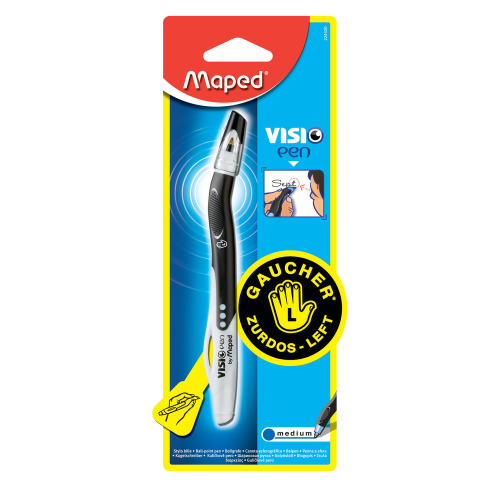 126478 BOLIGRAFO CAP VISIO ZURDO NEGRO BLISTER MAPED - Imagen 1