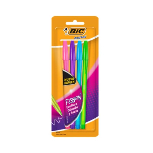 BOLIGRAFO CRISTAL DURA + 1 MM BLISTER X 4 COLOR SURTIDO BIC