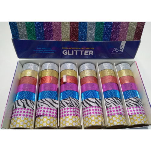 128921 CINTA DECORATIVA FILM GLITTER MOTIVOS VARIOS ASB - Imagen 1