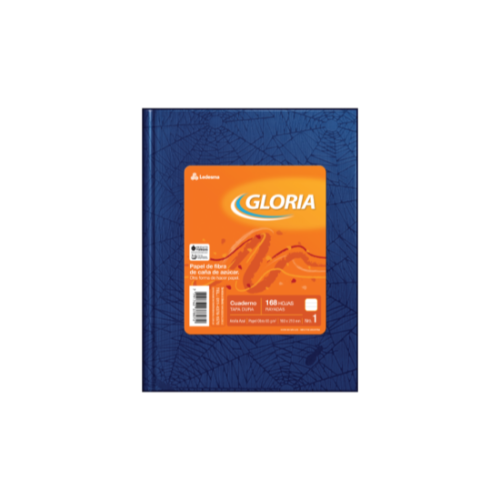 CUADERNO 16X21 TAPA DURA AZUL X 168 HOJAS RAYADAS GLORIA