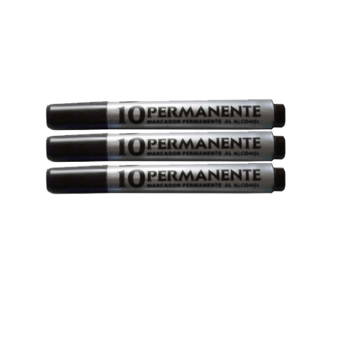 129372 MARCADOR PERMANENTE 10 NEGRO PUNTA CHATA X UNIDAD - Imagen 1