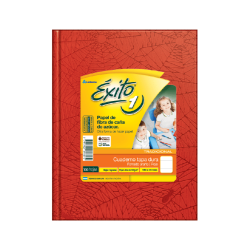 132091 CUADERNO 16X21 TAPA DURA ROJO X 100 HOJAS RAYADAS EXITO - Imagen 1