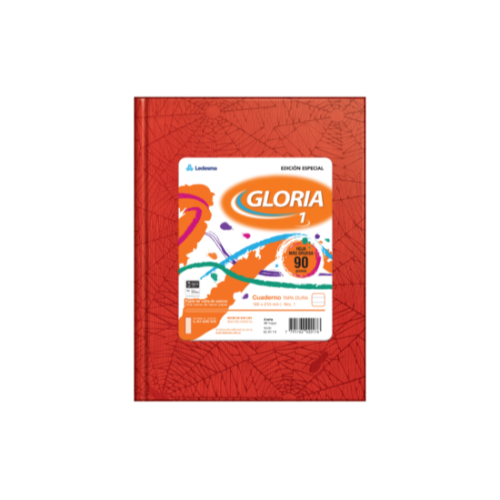CUADERNO 16X21 TAPA DURA ROJO X 48 HOJAS RAYADAS GLORIA