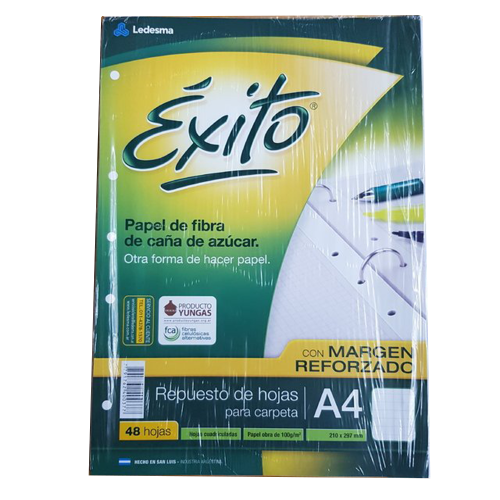 132353 REPUESTO A4 X 96 HOJAS CON MARGEN CUADRICULADO EXITO - Imagen 1
