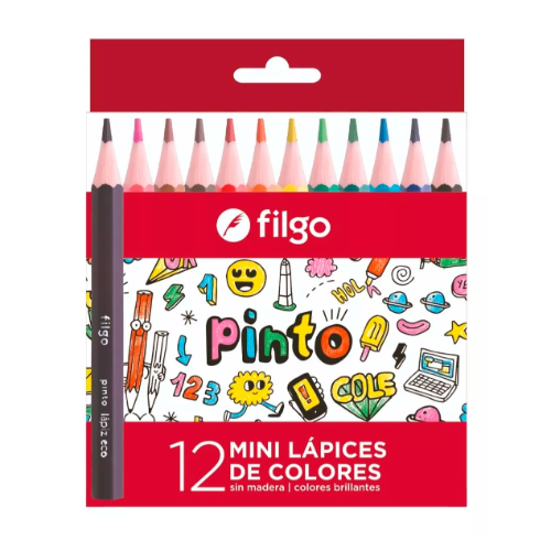 LAPIZ COLOR X 12 UNIDADES CORTOS DE RESINA MINI FILGO