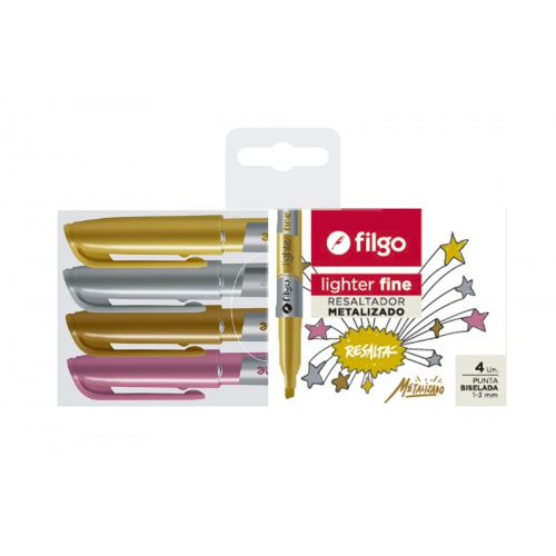 RESALTADOR METALIZADO LIGHTER FINE X 4 UNIDADES FILGO