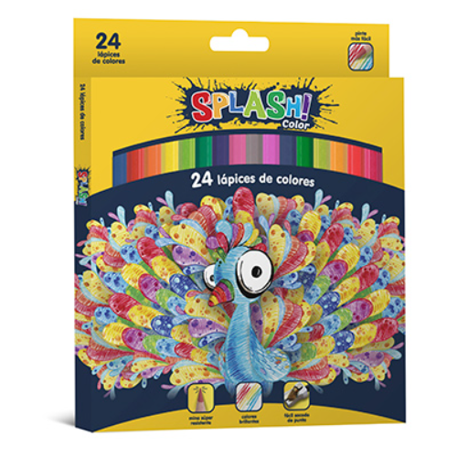 135447 LAPIZ COLOR X 24 UNIDADES LARGOS SPLASH - Imagen 1