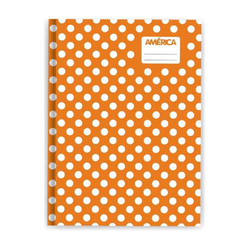 139564 CUADERNO 16X21 TAPA DURA LUNARES NARANJA X 42 HOJAS RAYADAS AMERICA - Imagen 1