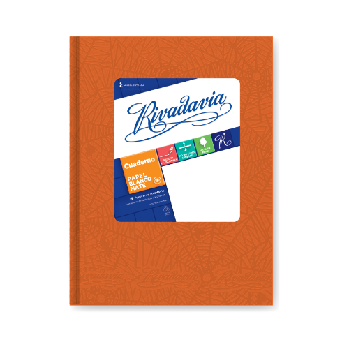 CUADERNO 16X21 TAPA DURA ARAÑA NARANJA X 50 HOJAS RAYADAS RIVADAVIA